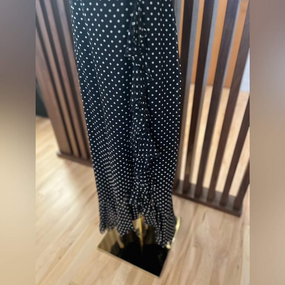 Milly Polka-Dot Ruffle Silk Maxi Dress Size 8 - Picture 9 of 10